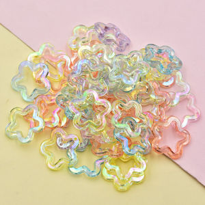 Set 5 mặt hoa 5 cánh nhựa trong óng ánh làm vòng cổ móc treo điện thoại cặp