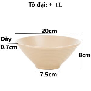 Bộ tô chén loe nhựa VIỆT NHẬT - Nhám gân xoắn sâu lòng Đựng cơm súp trái cây hàng quán 6805/45