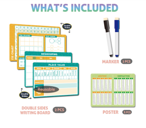 Primary school double-sided reusable whiteboard set – Place Value Mathematics Early Learning Math Numbers