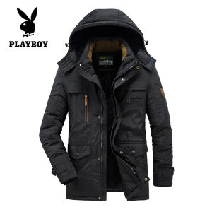 Playboy Nam Mùa Đông quân sự parkas giản dị lông cừu dày ấm áp người đàn ông parkas Windproof Áo khoác thời trang áo gió trùm đầu nam vải cotton áo khoác