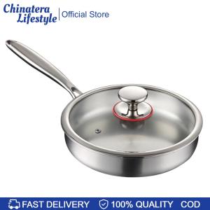 316 Stainless Steel Frying Pan With Lid Universal Steak Cooking Pot Non-Stick Gas Induction Cooker