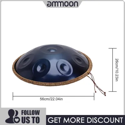 ammoon Summina Handpan Drum 22 Inch D Minor Kurd 432Hz 10 Notes Professional Handpan Instrument for Adults Nitrogen Steel Hand Drum with Stand Carrying Backpack Drumsticks & Cleaning Cloth (Blue)
