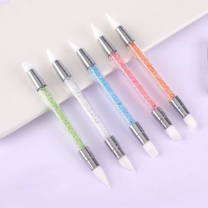 GUAIP Wooden Handle Women Nail Art Pen Emboss Nail Shaping Tool Manicure Accessories Carving Pen Painting Brushes Sculpture Pen Silicone Nail Brush