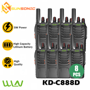 WLN KD-C888D VHF/UHF 400-470MHz 5W Two Way Walkie Talkie Radio with High Illumination Flashlight- SET OF 8