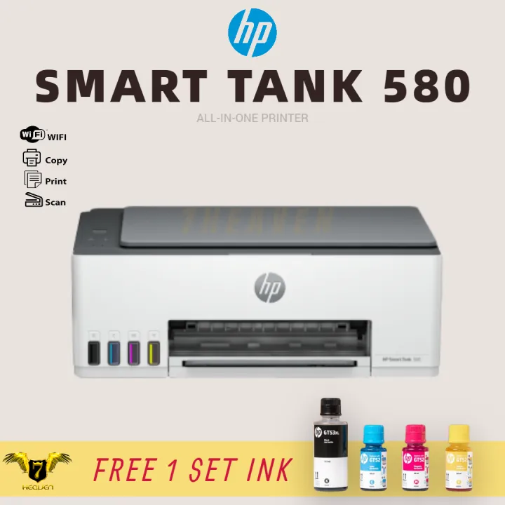 HP Smart Tank 580 Wireless ( Print Scan Copy Mobile Print ) All-in-One Printer Similar G3010 L3250 T520w