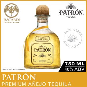 Patron Anejo Tequila Spirit Aged in Oak Whiskey Barrels 40% ABV 75cl / 750ml