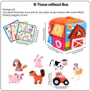 Plush Barn with Farm Animals Baby Toys Sensory Montessori Toy Portable Baby Farmhouse Toy for Infants Toddlers Newborn Gifts