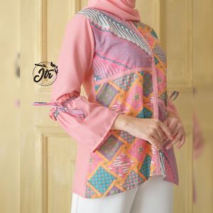Safeya Blouse Batik Soft Atasan Wanita Baju Kerja Seragaman Real Pict / atasan wanita terbaru / kemeja wanita / blouse batik tangan panjang / blouse batik kekinian