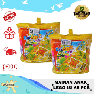 Mainan Anak Lego Bongkar Pasang Isi 68 PCS Edukasi Acekids