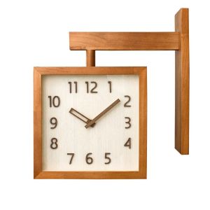 Three-dimensional letter Double Sided Clock Solid Wood Wall Clock Silent Clock Living Room Household Simple Modern Ja