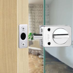 RIVVY 3 Keys Office Glass Door Lock 13-18mm No Need Drilling Glass Display Cabinet Locks Convenient Safe Room Door Locks Home