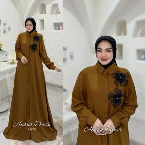 AYANA DRESS AMORE BY RUBY GAMIS DRESS MUSLIM POLOS FLOWY KERAH KEMEJA RAYON SERAT LINEN MOTIF BUNGA PASTEL CANTIK BUSUI COD