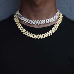 CLIBER 1PC Iced Out Cuban Link Chain Necklace Gold Chain Rapper Necklace for Men Women Fashion HipHop Jewelrynew