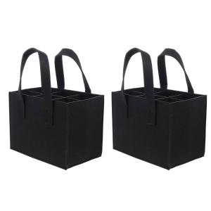 2Pieces Elegant Felt Wine Carriers Bag with 6 Compartments with Protective Padding and Handle Beer Bottle Holders Bag