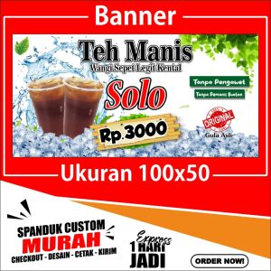 Banner ES TEH SOLO Spanduk ES TEH SOLO 100x50cm COD