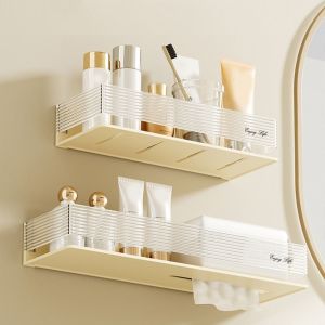 CUNXIN Plastic Wall Hanging Storage Rack Wall Mounted Free Punch Shampoo Storage Rack Durable Rectangular Makeup Organizer for Home
