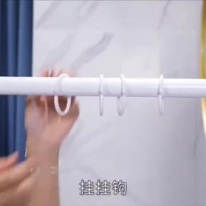 卫生间浴帘布防水门帘窗帘布隔断帘拉帘加厚浴帘免打孔浴帘杆套装