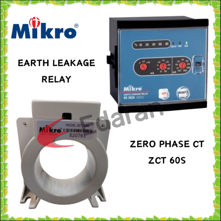 MIKRO ZERO PHASE CT ZCT 60S / EARTH LEAKAGE RELAY NX301A-240A | Lazada