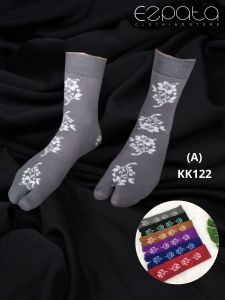 Nina kaos kaki wanita muslimah kaus kaki jempol warna-warni motif bunga floral panjang setengah betis pertengahan betis kaos kaki muslim Warna Random isi 3