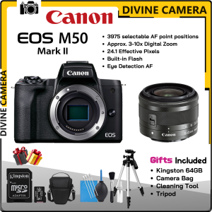 CANON EOS M50 Mark II EF-M15-45mm f/3.5-6.3 IS STM Mirrorless Digital Camera ( BLACK )