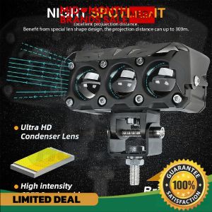 Mini Driving Lights LED Auxiliary Light Puti at Dilaw Matibay Waterproof 12V 24V para sa Sasakyan at Motorsiklo