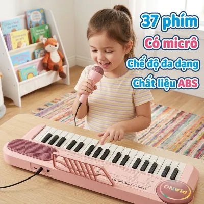 đàn piano điện tử 37 phím keyboard trẻ em kèm micro loa tích hợp nhiều âm sắc học nhạc quà sinh nhật