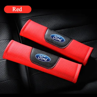 [OUS] แผ่นรองเข็มขัดนิรภัยในรถยนต์สำหรับ Ford Ecosport T6โฟกัสเฟียสต้าสะพายหนัง Everest 2ชิ้นอุปกรณ์เสริมที่หุ้มเข็มขัดนิรภัยในรถยนต์