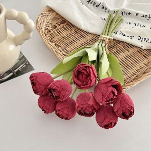 LIVELYN 9pcs/bunch 9 Đầu Hoa Tulip nhân tạo 39cm Tơ lụa Hoa giả Thực tế Bố cục hoa Bó hoa tulip giả Trang trí đám cưới
