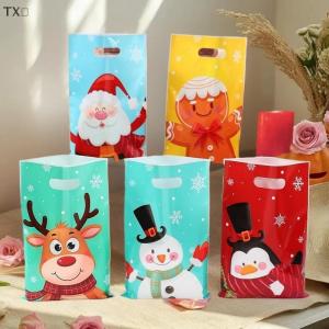 TX🏮💓🧧 10 25 50pcs món quà giáng sinh gói túi Snowman Santa Claus goodie Cookie kẹo cầm tay Túi giáng sinh trang trí