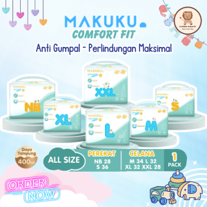 MAKUKU SAP Diapers Comfort Fit Popok Bayi Sekali Pakai Anti Gumpal Extra Dry Extra Lembut