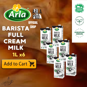 ARLA Full Cream & Barista Milk 1L – Bundle Pack (x6 or x10) – Creamy Fresh Milk for Drinking Coffee and Everyday Use