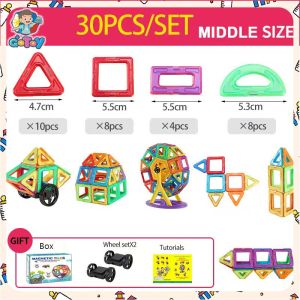 Montessori Magnetic Building Blocks Set Early Educational Magnet3D Wheels Ferris for Kids Toys