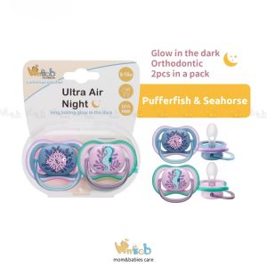 Hntob 6-18M Baby Luminous Soothie Pacifier Glow In The Dark Orthodontic Lightweight Ultra Air Soft