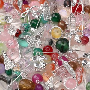 Mixed Glass Bead Alloy Accessories Mixed Material Package For Handmade Bracelet Necklace Earring Keychain DIY Craft Jewelry Making Accessories