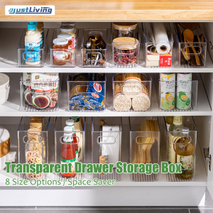 JustLiving Multi Size Acrylic Drawer Storage Box Household Transparent Sundries Cabinet Storage Basket Kitchen Desktop Storage Container