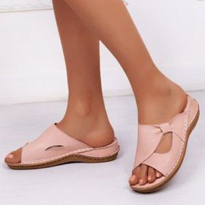 [Free Shipping] Plus-Size WomenS Slippers For Spring And Summer New Style With Wedge Heel Retro Hollow-Out Sandals Casual Breathable Slippers For Women