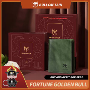 BULLCAPTAIN Authentic Wallet Gift Box. A mens genuine leather RFID anti-theft wallet with multiple card slots and large capacity.