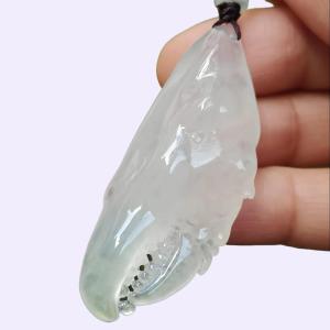 Crafted as Crab Claws Pendant on Premium Fine Quality Natural Type A Jadeite Jade certificate weighs 14.16 grams measurement 49.2 * 19.5 * 10.8 mm (pendant355)