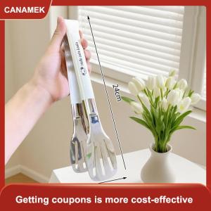 【CANAMEK 】 Stainless Steel Food Tongs Kitchen Utensils Buffet Cooking Tool Anti Heat Bread Clip Pastry Clamp For Desserts Salads Barbecue
