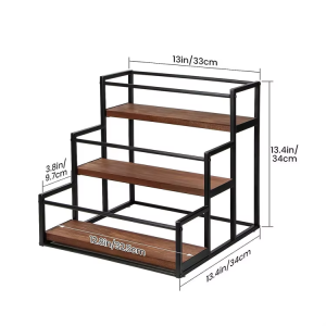 Wooden Kitchen Spice Racks 3 Layer Seasoning Rack Wine Display Rack Coffee Syrup Organizer Desktop Bar Drink Holder