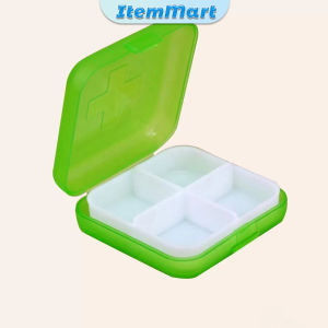ItemMart 4 Slot Medicine Box Mini Storage Box Colourful Family First Aid Drug Box Organiser