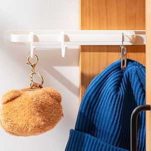 DBP1099 2Pcs White Retractable Towel Rack Decorative Plastic Clothes Hangers Simple Wall Mounted Slipper Racks for Home