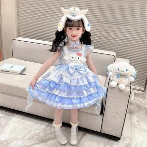 Anime Sanrio Girl Kids Cartoon Lolita Skirt Set Autumn Cinnamoroll Girls Long Sleeves Dress Cosplay Princess Dress Festival Gift