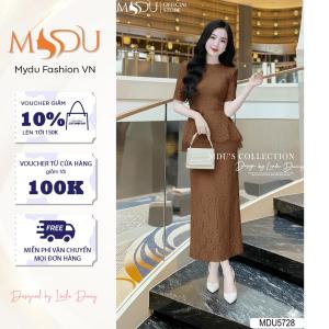 Váy Liền Thân MDU5728 Chất Ren Nổi Với Họa Tiết Tinh Xảo Đi Kèm Dây Eo Và Hoa Cài Rời Từ MDU