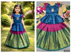 New Launching Girls Traditional Pattu Pavadai Jacquard Lehenga Choli for weddings festivals and Special occasions