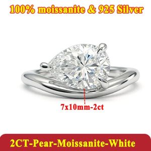 Fashion 1.5ct Pear Moissanite Wedding Party Ring for Woman 925 Sterling Silver Fine Jewelry Gift Womens Moissanite Diamond Ring