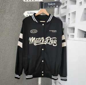 JAKET BASEBALL PRIA VARCITY MOTIF MATCHDAY LENGAN COMBY TERBARU BAHAN FLEECE