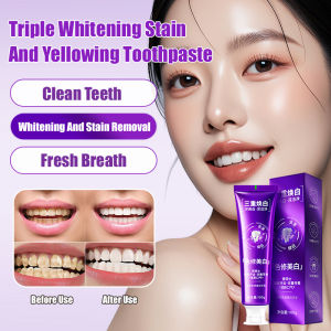 Triple Whitening Whitening Teeth Remove Yellow Teeth Stains Remove Bad Breath Toothpaste Anti-Cavity Fresh Breath三重去渍牙膏