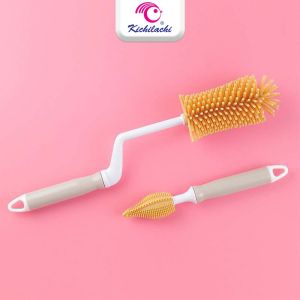 Cây rửa bình sữa silicon Kichilachi cây súc bình sữa silicon và núm vú dụng cụ rửa bình sữa núm vú cho bé quay 360 độ (Không BPA)