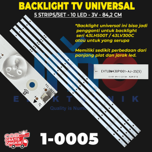 Backlight Tv LG 43LH500T 43V300C 10led/strip 5pcs 3v